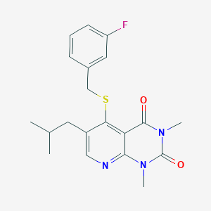 molecular formula C20H22FN3O2S B6548140 5-{[(3-fluorophenyl)methyl]sulfanyl}-1,3-dimethyl-6-(2-methylpropyl)-1H,2H,3H,4H-pyrido[2,3-d]pyrimidine-2,4-dione CAS No. 946260-52-2