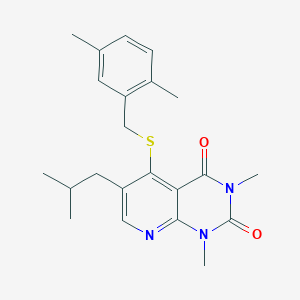 molecular formula C22H27N3O2S B6548144 5-{[(2,5-dimethylphenyl)methyl]sulfanyl}-1,3-dimethyl-6-(2-methylpropyl)-1H,2H,3H,4H-pyrido[2,3-d]pyrimidine-2,4-dione CAS No. 946341-53-3