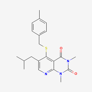 molecular formula C21H25N3O2S B6548148 1,3-dimethyl-5-{[(4-methylphenyl)methyl]sulfanyl}-6-(2-methylpropyl)-1H,2H,3H,4H-pyrido[2,3-d]pyrimidine-2,4-dione CAS No. 946240-00-2