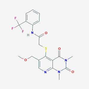 molecular formula C20H19F3N4O4S B6548188 2-{[6-(methoxymethyl)-1,3-dimethyl-2,4-dioxo-1H,2H,3H,4H-pyrido[2,3-d]pyrimidin-5-yl]sulfanyl}-N-[2-(trifluoromethyl)phenyl]acetamide CAS No. 946342-17-2