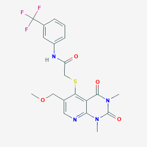 molecular formula C20H19F3N4O4S B6548192 2-{[6-(methoxymethyl)-1,3-dimethyl-2,4-dioxo-1H,2H,3H,4H-pyrido[2,3-d]pyrimidin-5-yl]sulfanyl}-N-[3-(trifluoromethyl)phenyl]acetamide CAS No. 946261-22-9