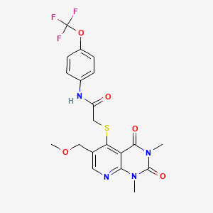 molecular formula C20H19F3N4O5S B6548200 2-{[6-(methoxymethyl)-1,3-dimethyl-2,4-dioxo-1H,2H,3H,4H-pyrido[2,3-d]pyrimidin-5-yl]sulfanyl}-N-[4-(trifluoromethoxy)phenyl]acetamide CAS No. 946337-26-4