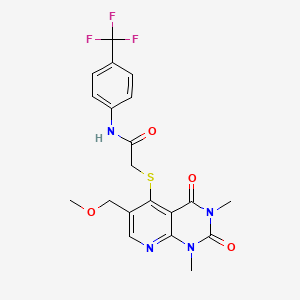 molecular formula C20H19F3N4O4S B6548205 2-{[6-(methoxymethyl)-1,3-dimethyl-2,4-dioxo-1H,2H,3H,4H-pyrido[2,3-d]pyrimidin-5-yl]sulfanyl}-N-[4-(trifluoromethyl)phenyl]acetamide CAS No. 946226-75-1