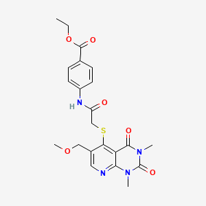 molecular formula C22H24N4O6S B6548208 ethyl 4-(2-{[6-(methoxymethyl)-1,3-dimethyl-2,4-dioxo-1H,2H,3H,4H-pyrido[2,3-d]pyrimidin-5-yl]sulfanyl}acetamido)benzoate CAS No. 946261-25-2