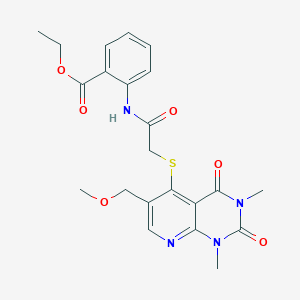 ethyl 2-(2-{[6-(methoxymethyl)-1,3-dimethyl-2,4-dioxo-1H,2H,3H,4H-pyrido[2,3-d]pyrimidin-5-yl]sulfanyl}acetamido)benzoate