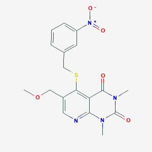 molecular formula C18H18N4O5S B6548237 6-(methoxymethyl)-1,3-dimethyl-5-{[(3-nitrophenyl)methyl]sulfanyl}-1H,2H,3H,4H-pyrido[2,3-d]pyrimidine-2,4-dione CAS No. 946342-43-4