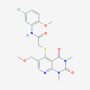 molecular formula C20H21ClN4O5S B6548251 N-(5-chloro-2-methoxyphenyl)-2-{[6-(methoxymethyl)-1,3-dimethyl-2,4-dioxo-1H,2H,3H,4H-pyrido[2,3-d]pyrimidin-5-yl]sulfanyl}acetamide CAS No. 946342-59-2