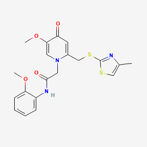 molecular formula C20H21N3O4S2 B6548283 2-(5-methoxy-2-{[(4-methyl-1,3-thiazol-2-yl)sulfanyl]methyl}-4-oxo-1,4-dihydropyridin-1-yl)-N-(2-methoxyphenyl)acetamide CAS No. 946338-07-4