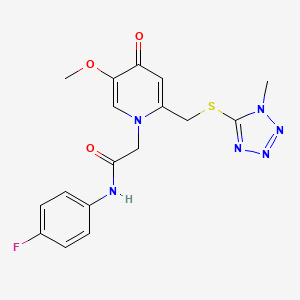 molecular formula C17H17FN6O3S B6548302 N-(4-fluorophenyl)-2-(5-methoxy-2-{[(1-methyl-1H-1,2,3,4-tetrazol-5-yl)sulfanyl]methyl}-4-oxo-1,4-dihydropyridin-1-yl)acetamide CAS No. 946262-30-2