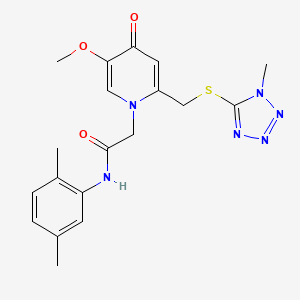 molecular formula C19H22N6O3S B6548309 N-(2,5-dimethylphenyl)-2-(5-methoxy-2-{[(1-methyl-1H-1,2,3,4-tetrazol-5-yl)sulfanyl]methyl}-4-oxo-1,4-dihydropyridin-1-yl)acetamide CAS No. 946338-24-5