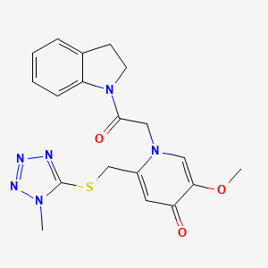 molecular formula C19H20N6O3S B6548322 1-[2-(2,3-dihydro-1H-indol-1-yl)-2-oxoethyl]-5-methoxy-2-{[(1-methyl-1H-1,2,3,4-tetrazol-5-yl)sulfanyl]methyl}-1,4-dihydropyridin-4-one CAS No. 946227-93-6