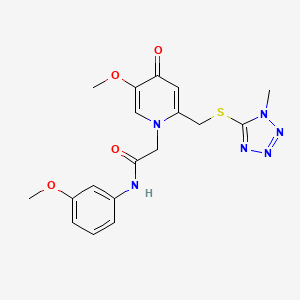 molecular formula C18H20N6O4S B6548330 2-(5-methoxy-2-{[(1-methyl-1H-1,2,3,4-tetrazol-5-yl)sulfanyl]methyl}-4-oxo-1,4-dihydropyridin-1-yl)-N-(3-methoxyphenyl)acetamide CAS No. 946228-01-9