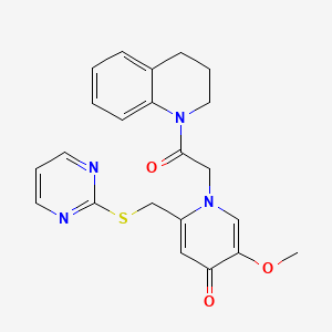 molecular formula C22H22N4O3S B6548338 5-methoxy-1-[2-oxo-2-(1,2,3,4-tetrahydroquinolin-1-yl)ethyl]-2-[(pyrimidin-2-ylsulfanyl)methyl]-1,4-dihydropyridin-4-one CAS No. 946228-09-7