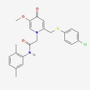 molecular formula C23H23ClN2O3S B6548356 2-(2-{[(4-chlorophenyl)sulfanyl]methyl}-5-methoxy-4-oxo-1,4-dihydropyridin-1-yl)-N-(2,5-dimethylphenyl)acetamide CAS No. 946228-45-1