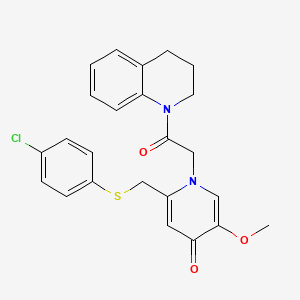 molecular formula C24H23ClN2O3S B6548373 2-{[(4-chlorophenyl)sulfanyl]methyl}-5-methoxy-1-[2-oxo-2-(1,2,3,4-tetrahydroquinolin-1-yl)ethyl]-1,4-dihydropyridin-4-one CAS No. 946343-84-6