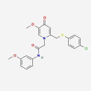 molecular formula C22H21ClN2O4S B6548379 2-(2-{[(4-chlorophenyl)sulfanyl]methyl}-5-methoxy-4-oxo-1,4-dihydropyridin-1-yl)-N-(3-methoxyphenyl)acetamide CAS No. 946339-00-0