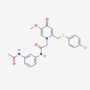 2-(2-{[(4-chlorophenyl)sulfanyl]methyl}-5-methoxy-4-oxo-1,4-dihydropyridin-1-yl)-N-(3-acetamidophenyl)acetamide