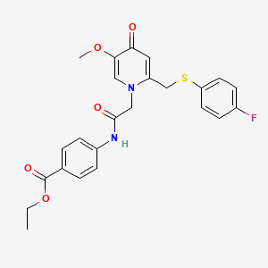 molecular formula C24H23FN2O5S B6548397 ethyl 4-[2-(2-{[(4-fluorophenyl)sulfanyl]methyl}-5-methoxy-4-oxo-1,4-dihydropyridin-1-yl)acetamido]benzoate CAS No. 946228-69-9