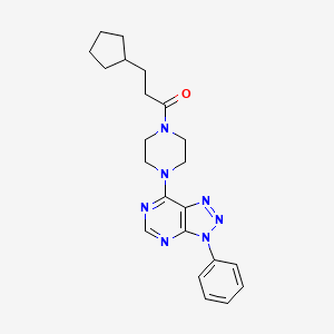 molecular formula C22H27N7O B6548406 3-cyclopentyl-1-(4-{3-phenyl-3H-[1,2,3]triazolo[4,5-d]pyrimidin-7-yl}piperazin-1-yl)propan-1-one CAS No. 946344-43-0