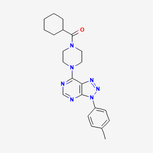 molecular formula C22H27N7O B6548448 1-cyclohexanecarbonyl-4-[3-(4-methylphenyl)-3H-[1,2,3]triazolo[4,5-d]pyrimidin-7-yl]piperazine CAS No. 946339-66-8