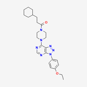 molecular formula C25H33N7O2 B6548588 3-cyclohexyl-1-{4-[3-(4-ethoxyphenyl)-3H-[1,2,3]triazolo[4,5-d]pyrimidin-7-yl]piperazin-1-yl}propan-1-one CAS No. 946314-81-4