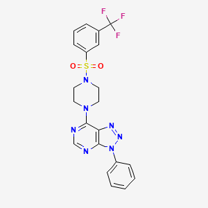 molecular formula C21H18F3N7O2S B6548653 1-{3-phenyl-3H-[1,2,3]triazolo[4,5-d]pyrimidin-7-yl}-4-[3-(trifluoromethyl)benzenesulfonyl]piperazine CAS No. 946315-14-6