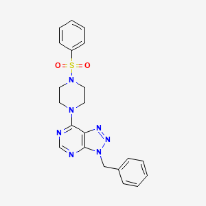 molecular formula C21H21N7O2S B6548769 1-(benzenesulfonyl)-4-{3-benzyl-3H-[1,2,3]triazolo[4,5-d]pyrimidin-7-yl}piperazine CAS No. 946286-70-0