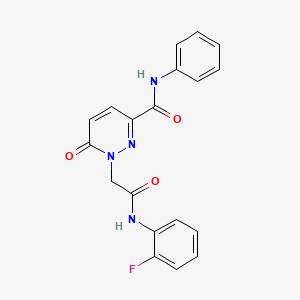 molecular formula C19H15FN4O3 B6548788 1-{[(2-fluorophenyl)carbamoyl]methyl}-6-oxo-N-phenyl-1,6-dihydropyridazine-3-carboxamide CAS No. 946287-42-9