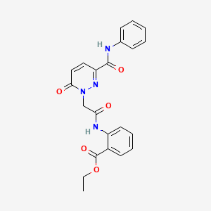 molecular formula C22H20N4O5 B6548794 ethyl 2-{2-[6-oxo-3-(phenylcarbamoyl)-1,6-dihydropyridazin-1-yl]acetamido}benzoate CAS No. 946207-83-6