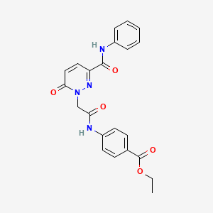 molecular formula C22H20N4O5 B6548797 ethyl 4-{2-[6-oxo-3-(phenylcarbamoyl)-1,6-dihydropyridazin-1-yl]acetamido}benzoate CAS No. 946287-46-3