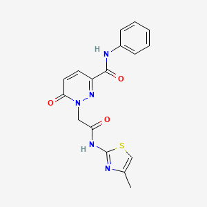 molecular formula C17H15N5O3S B6548805 1-{[(4-methyl-1,3-thiazol-2-yl)carbamoyl]methyl}-6-oxo-N-phenyl-1,6-dihydropyridazine-3-carboxamide CAS No. 946287-54-3