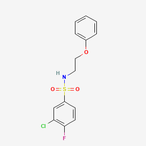 molecular formula C14H13ClFNO3S B6548912 3-chloro-4-fluoro-N-(2-phenoxyethyl)benzene-1-sulfonamide CAS No. 1105234-44-3