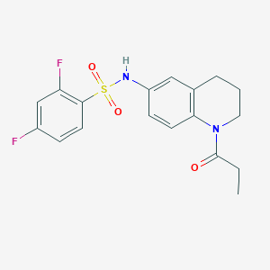 molecular formula C18H18F2N2O3S B6549001 2,4-difluoro-N-(1-propanoyl-1,2,3,4-tetrahydroquinolin-6-yl)benzene-1-sulfonamide CAS No. 1040659-49-1