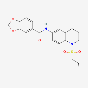 molecular formula C20H22N2O5S B6549030 N-[1-(propane-1-sulfonyl)-1,2,3,4-tetrahydroquinolin-6-yl]-2H-1,3-benzodioxole-5-carboxamide CAS No. 1040659-83-3