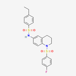 molecular formula C23H23FN2O4S2 B6549038 4-ethyl-N-[1-(4-fluorobenzenesulfonyl)-1,2,3,4-tetrahydroquinolin-6-yl]benzene-1-sulfonamide CAS No. 1040659-98-0
