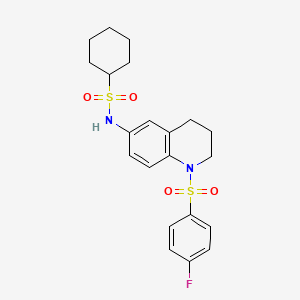 molecular formula C21H25FN2O4S2 B6549041 N-[1-(4-fluorobenzenesulfonyl)-1,2,3,4-tetrahydroquinolin-6-yl]cyclohexanesulfonamide CAS No. 1040660-15-8
