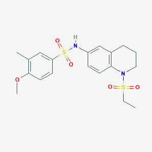 molecular formula C19H24N2O5S2 B6549085 N-[1-(ethanesulfonyl)-1,2,3,4-tetrahydroquinolin-6-yl]-4-methoxy-3-methylbenzene-1-sulfonamide CAS No. 1040660-88-5