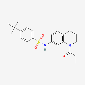 molecular formula C22H28N2O3S B6549122 4-tert-butyl-N-(1-propanoyl-1,2,3,4-tetrahydroquinolin-7-yl)benzene-1-sulfonamide CAS No. 1040661-44-6