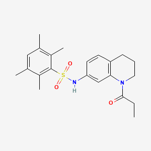 2,3,5,6-tetramethyl-N-(1-propanoyl-1,2,3,4-tetrahydroquinolin-7-yl)benzene-1-sulfonamide
