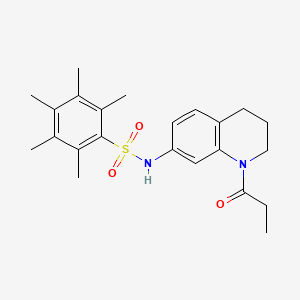 2,3,4,5,6-pentamethyl-N-(1-propanoyl-1,2,3,4-tetrahydroquinolin-7-yl)benzene-1-sulfonamide