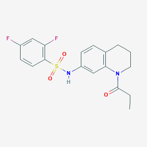 molecular formula C18H18F2N2O3S B6549135 2,4-difluoro-N-(1-propanoyl-1,2,3,4-tetrahydroquinolin-7-yl)benzene-1-sulfonamide CAS No. 1040661-79-7