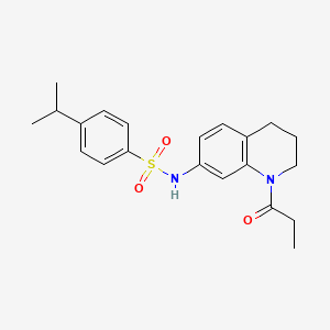 molecular formula C21H26N2O3S B6549146 4-(propan-2-yl)-N-(1-propanoyl-1,2,3,4-tetrahydroquinolin-7-yl)benzene-1-sulfonamide CAS No. 1040661-92-4