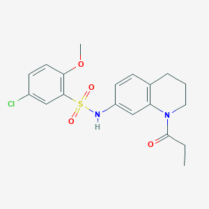 molecular formula C19H21ClN2O4S B6549153 5-chloro-2-methoxy-N-(1-propanoyl-1,2,3,4-tetrahydroquinolin-7-yl)benzene-1-sulfonamide CAS No. 1040661-99-1