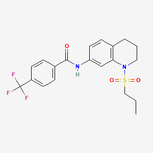 molecular formula C20H21F3N2O3S B6549166 N-[1-(propane-1-sulfonyl)-1,2,3,4-tetrahydroquinolin-7-yl]-4-(trifluoromethyl)benzamide CAS No. 1040662-13-2