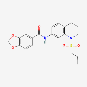 molecular formula C20H22N2O5S B6549170 N-[1-(propane-1-sulfonyl)-1,2,3,4-tetrahydroquinolin-7-yl]-2H-1,3-benzodioxole-5-carboxamide CAS No. 1040662-20-1