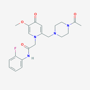 molecular formula C21H25FN4O4 B6549180 2-{2-[(4-acetylpiperazin-1-yl)methyl]-5-methoxy-4-oxo-1,4-dihydropyridin-1-yl}-N-(2-fluorophenyl)acetamide CAS No. 921461-86-1