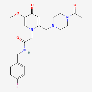 molecular formula C22H27FN4O4 B6549181 2-{2-[(4-acetylpiperazin-1-yl)methyl]-5-methoxy-4-oxo-1,4-dihydropyridin-1-yl}-N-[(4-fluorophenyl)methyl]acetamide CAS No. 921477-81-8