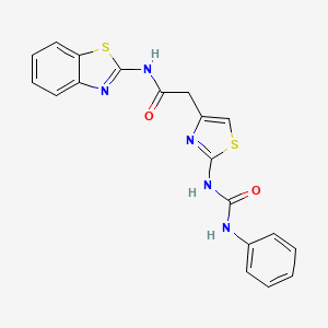 molecular formula C19H15N5O2S2 B6549187 N-(1,3-benzothiazol-2-yl)-2-{2-[(phenylcarbamoyl)amino]-1,3-thiazol-4-yl}acetamide CAS No. 1040663-01-1