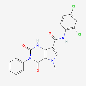molecular formula C20H14Cl2N4O3 B6549188 N-(2,4-dichlorophenyl)-5-methyl-2,4-dioxo-3-phenyl-1H,2H,3H,4H,5H-pyrrolo[3,2-d]pyrimidine-7-carboxamide CAS No. 921508-71-6