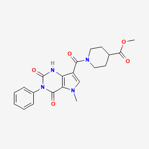 molecular formula C21H22N4O5 B6549197 methyl 1-{5-methyl-2,4-dioxo-3-phenyl-1H,2H,3H,4H,5H-pyrrolo[3,2-d]pyrimidine-7-carbonyl}piperidine-4-carboxylate CAS No. 921573-51-5